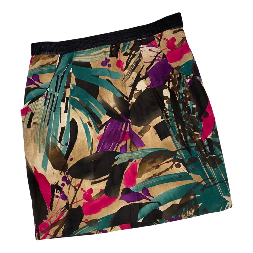 ANN TAYLOR Palm print silk high waist skirt size 12